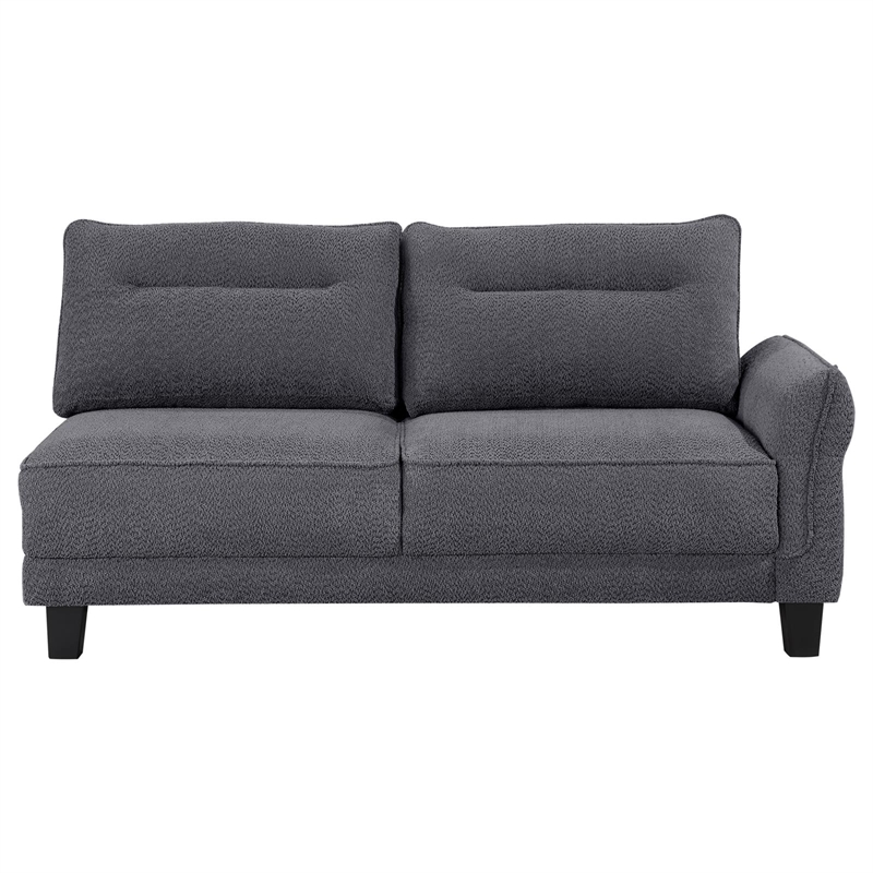 Pemberly Row Fabric Upholstered Curved Arms Sectional Sofa Gray