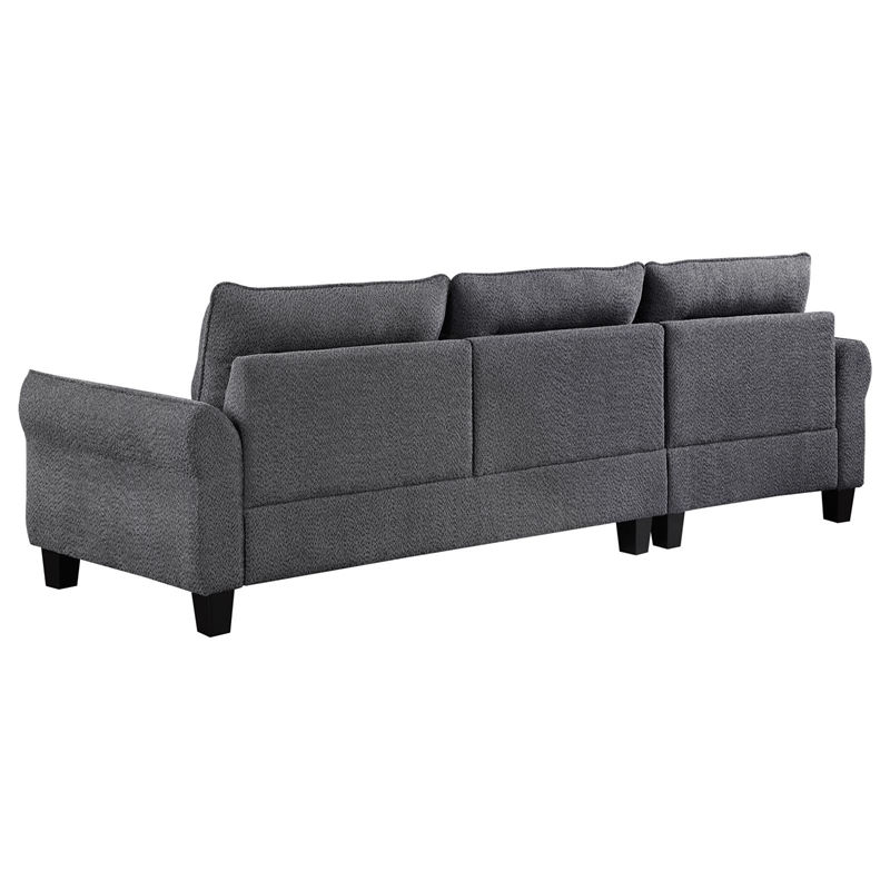 Pemberly Row Fabric Upholstered Curved Arms Sectional Sofa Gray