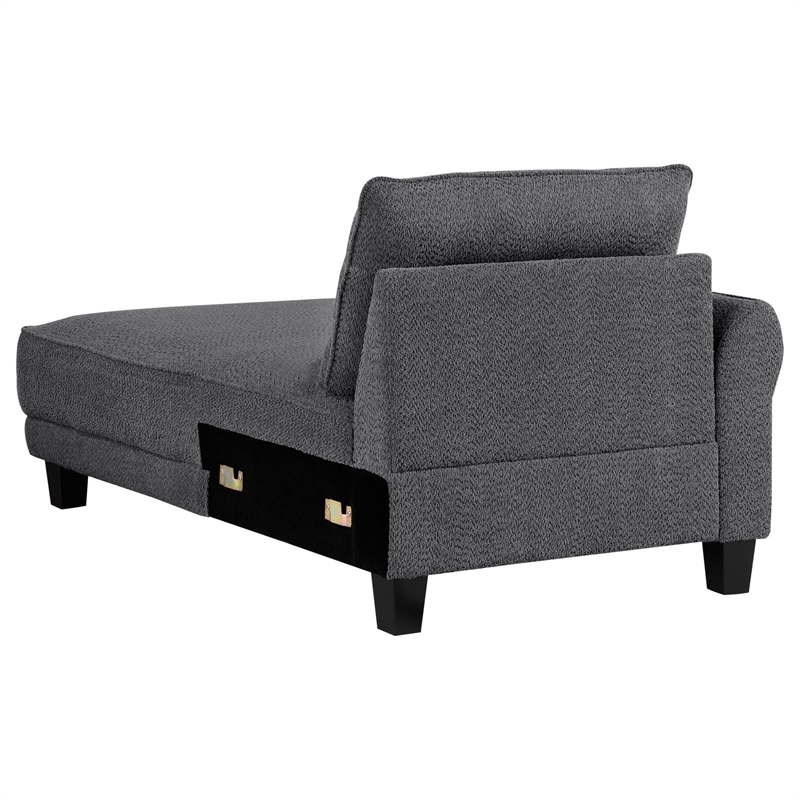 Pemberly Row Fabric Upholstered Curved Arms Sectional Sofa Gray