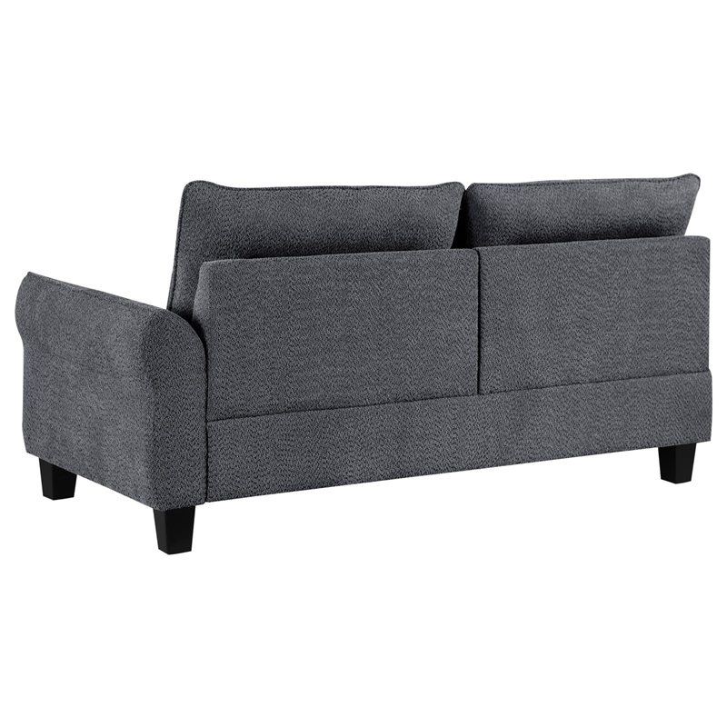 Pemberly Row Fabric Upholstered Curved Arms Sectional Sofa Gray