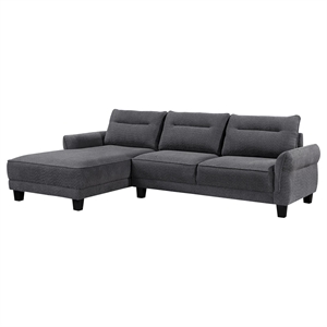 Pemberly Row Fabric Upholstered Curved Arms Sectional Sofa Gray