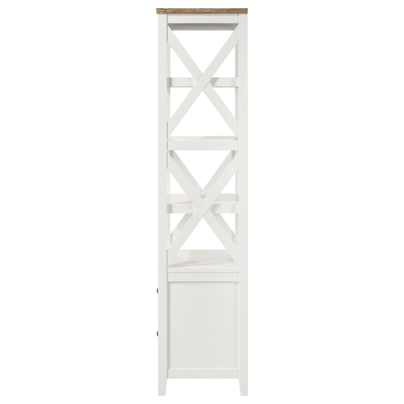 Pemberly Row 4-shelf Coastal Wood Media Tower Brown and White