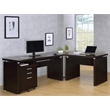 Pemberly Row 2-piece Wood Home Office Set L-Shape Desk Cappuccino