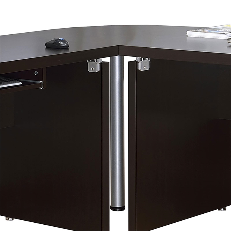 Pemberly Row Engineered Wood L-Shape Computer Desk Cappuccino