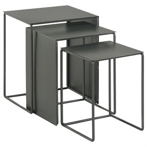 Pemberly Row 3-piece Modern Rectangular Metal Nesting Table Gray