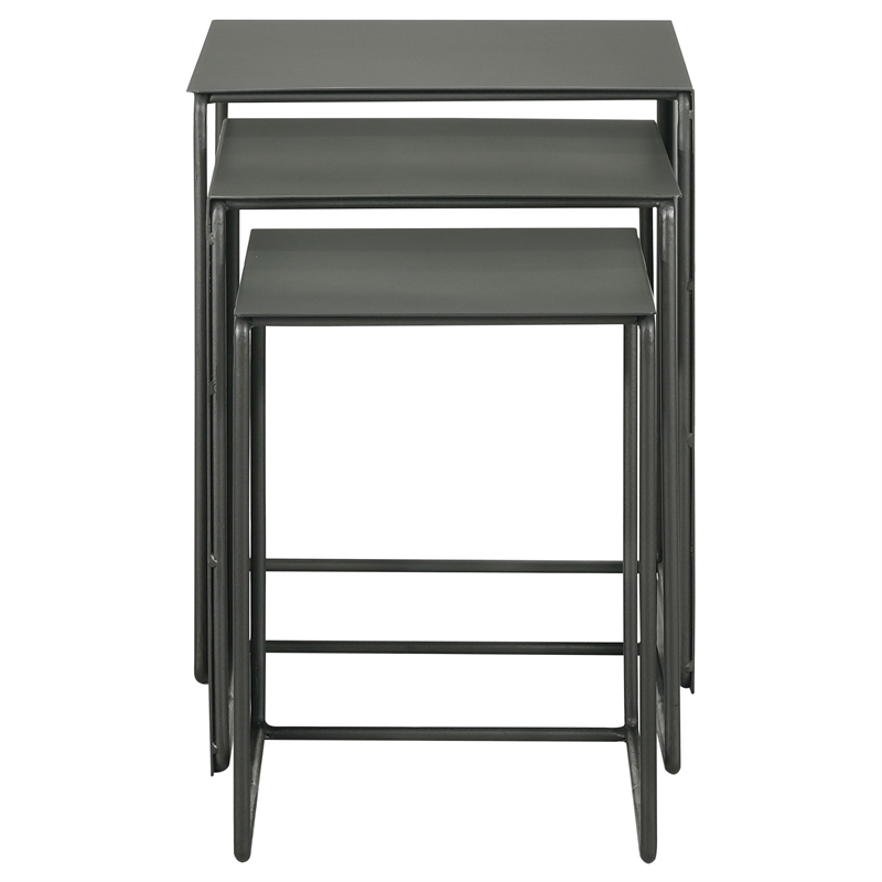 Pemberly Row 3-piece Modern Rectangular Metal Nesting Table Gray