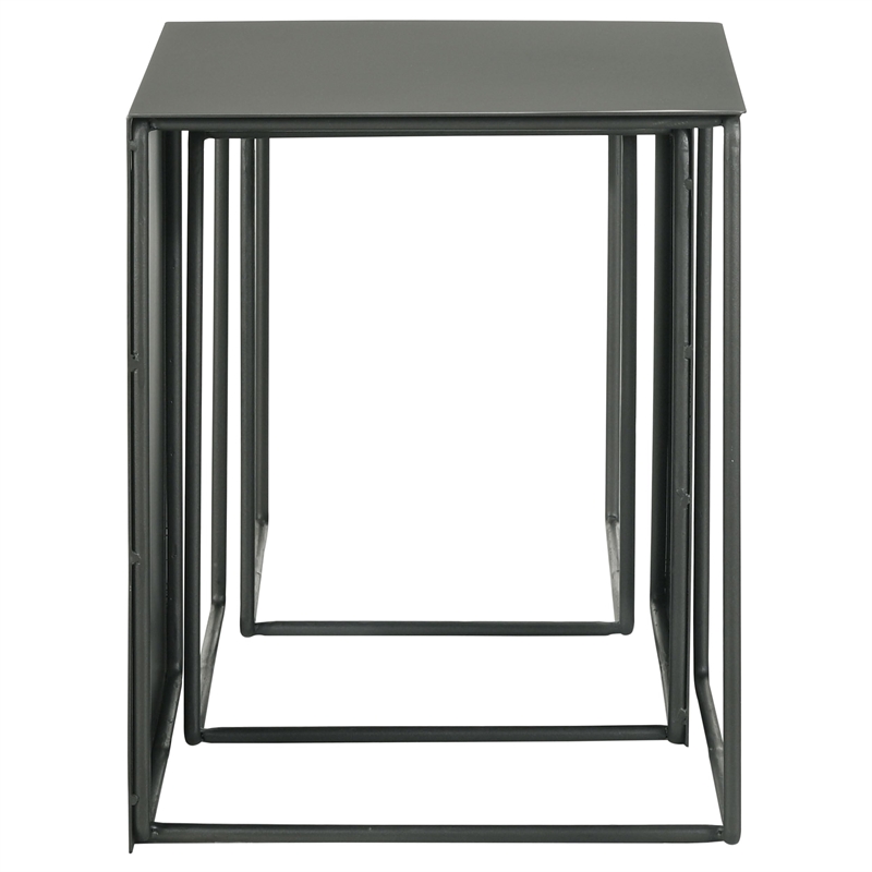 Pemberly Row 3-piece Modern Rectangular Metal Nesting Table Gray