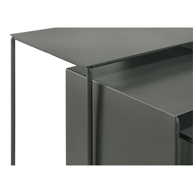 Pemberly Row 3-piece Modern Rectangular Metal Nesting Table Gray