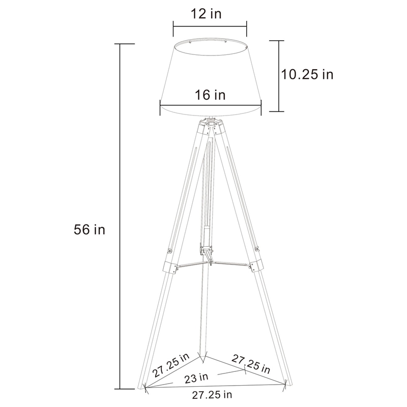 Pemberly Row Adjustable Metal Tripod Floor Lamp in Gray and White
