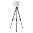 Pemberly Row Adjustable Metal Tripod Floor Lamp in Gray and White