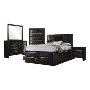 Pemberly Row 5-Piece Wood California King Storage Bedroom Set in Black