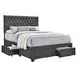 Pemberly Row 4-Drawer Button Tufted Fabric Queen Storage Bed in Charcoal
