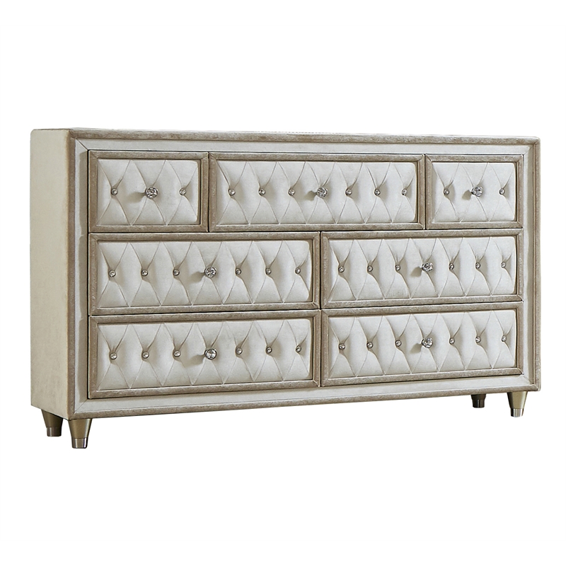 Pemberly Row 4-piece Eastern King Upholstered Velvet Bedroom Set Ivory