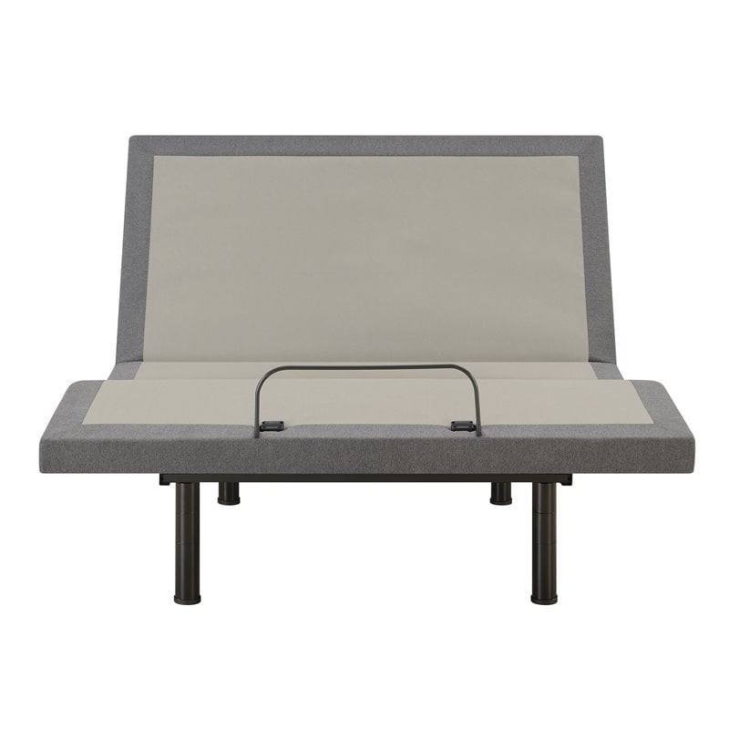 Pemberly Row Contemporary Metal Eastern King Adjustable Bed Base in Gray