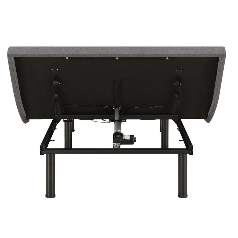 Pemberly Row Contemporary Metal Eastern King Adjustable Bed Base in Gray