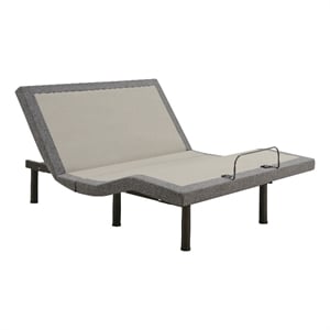 Pemberly Row Contemporary Metal Eastern King Adjustable Bed Base in Gray