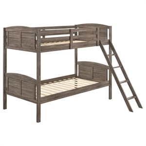 Pemberly Row 80&quot x 41&quot Twin over Twin Wood Bunk Bed in Brown Finish