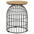 Pemberly Row Round Metal Accent Table with Case Base in Natural/Gunmetal
