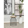 Pemberly Row Round Metal Accent Table with Case Base in Natural/Gunmetal