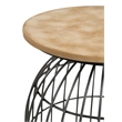 Pemberly Row Round Metal Accent Table with Case Base in Natural/Gunmetal