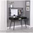 Pemberly Row Wood Writing Desk with USB Ports in Black and Gunmetal