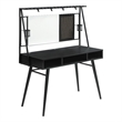 Pemberly Row Wood Writing Desk with USB Ports in Black and Gunmetal