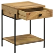 Pemberly Row 1-Drawer Wood Accent Table with Open Shelf in Natural/Black