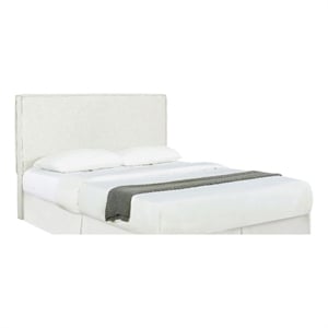 Pemberly Row 46.5&quot x 80&quot Modern Fabric King Headboard in Sand Beige