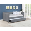 Pemberly Row Modern Fabric Upholstered Twin Daybed with Trundle in Gray