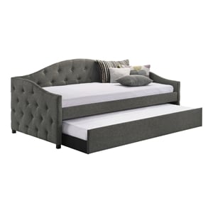 Pemberly Row Modern Fabric Upholstered Twin Daybed with Trundle in Gray