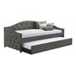 Pemberly Row Modern Fabric Upholstered Twin Daybed with Trundle in Gray