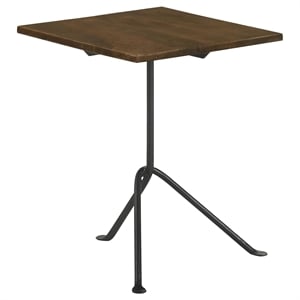 Pemberly Row 15.75&quot Square Wood Top Accent Table in Dark Brown/Gunmetal
