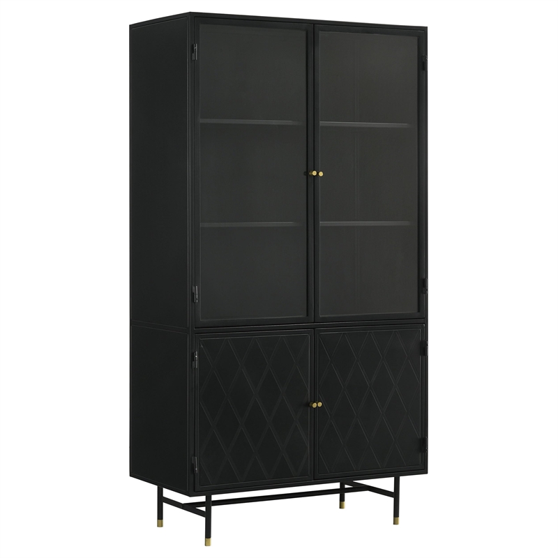 Pemberly Row Contemporary Rectangular 4-door Metal Cabinet Matte Black