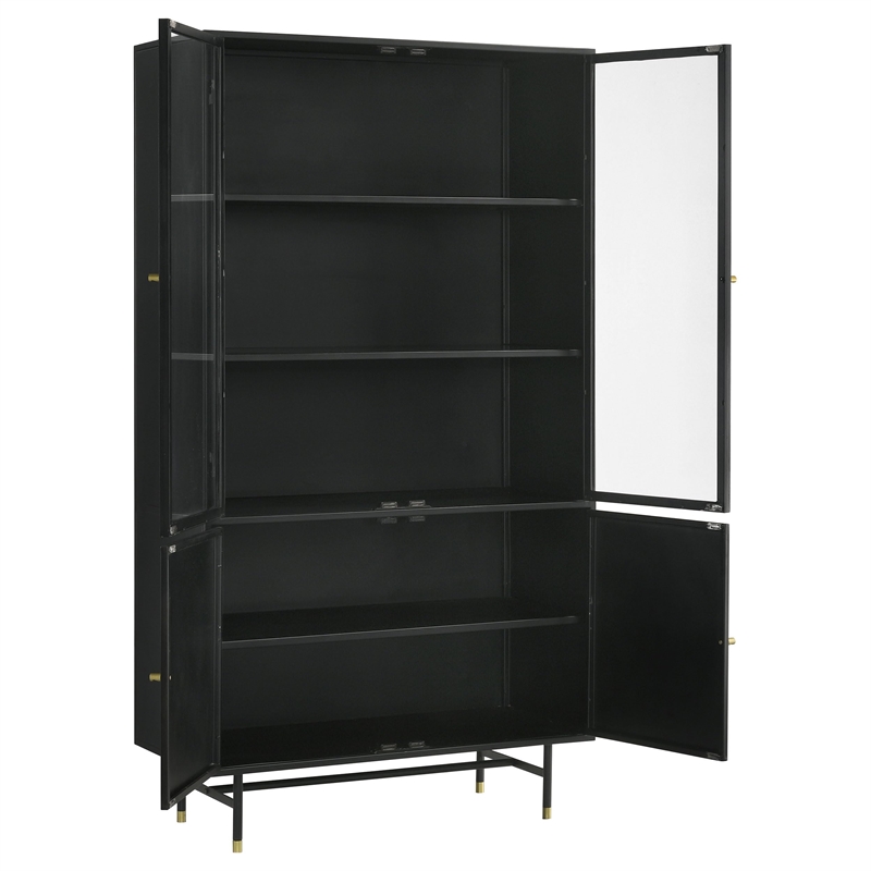 Pemberly Row Contemporary Rectangular 4-door Metal Cabinet Matte Black