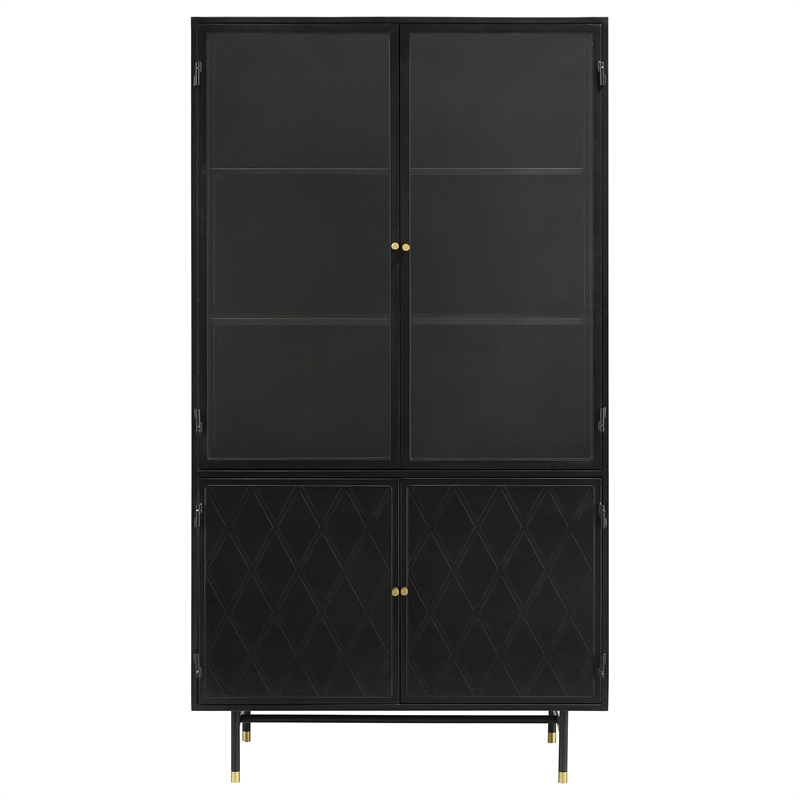 Pemberly Row Contemporary Rectangular 4-door Metal Cabinet Matte Black