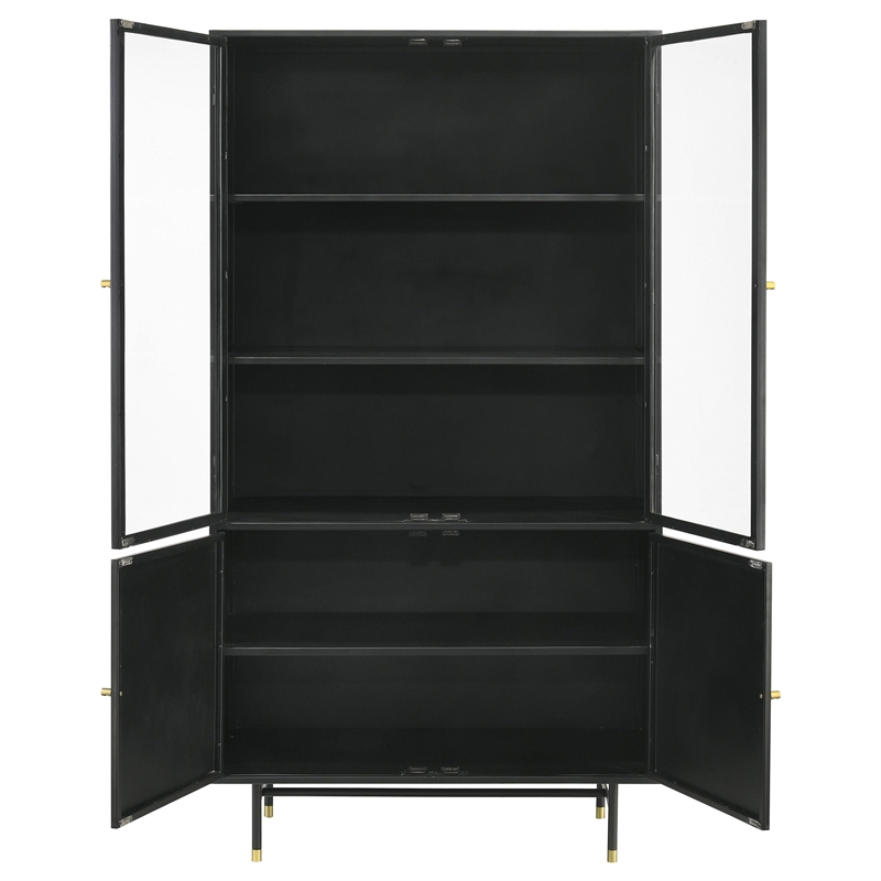 Pemberly Row Contemporary Rectangular 4-door Metal Cabinet Matte Black