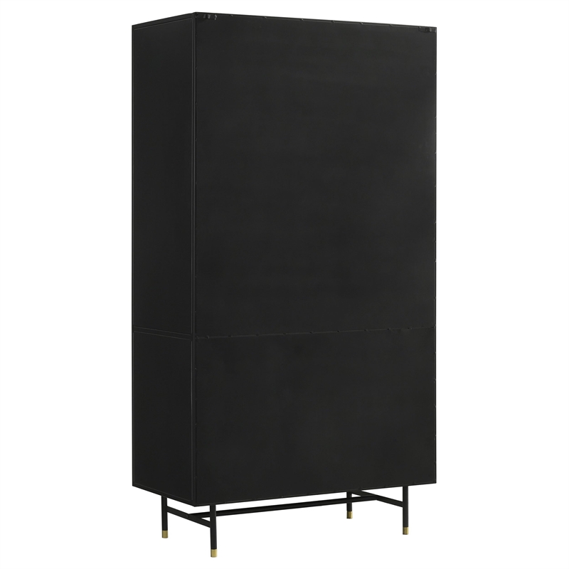 Pemberly Row Contemporary Rectangular 4-door Metal Cabinet Matte Black