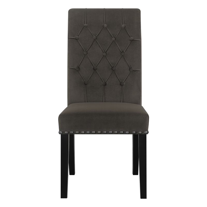 Pemberly Row Contemporary Upholstered Velvet Dining Chairs in Brown