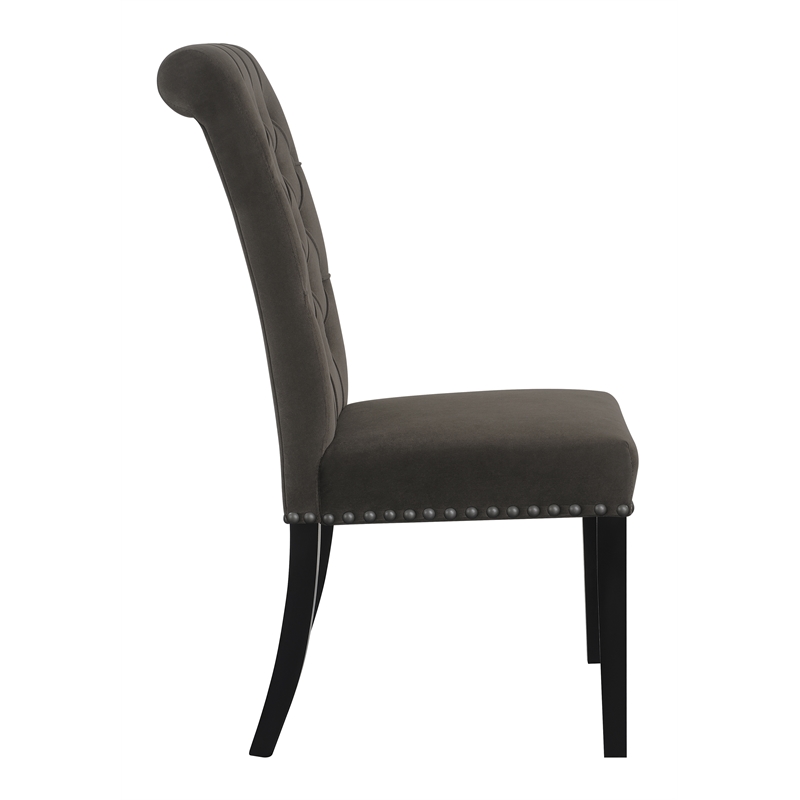 Pemberly Row Contemporary Upholstered Velvet Dining Chairs in Brown