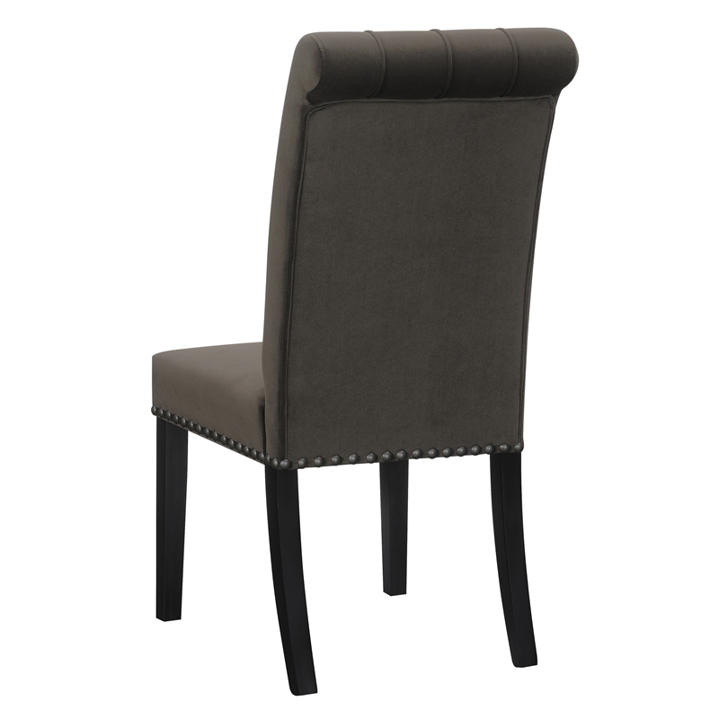 Pemberly Row Contemporary Upholstered Velvet Dining Chairs in Brown