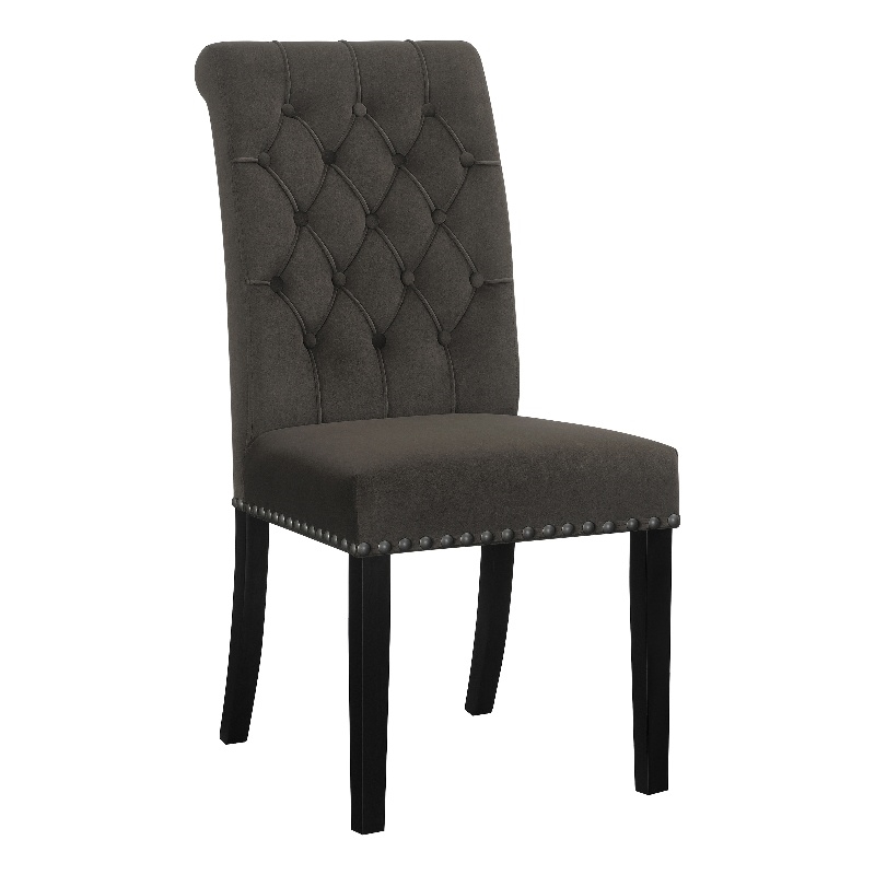 Pemberly Row Contemporary Upholstered Velvet Dining Chairs in Brown