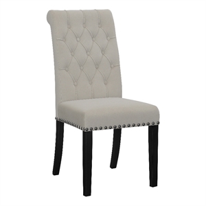 Pemberly Row Contemporary Upholstered Velvet Dining Chairs in Beige