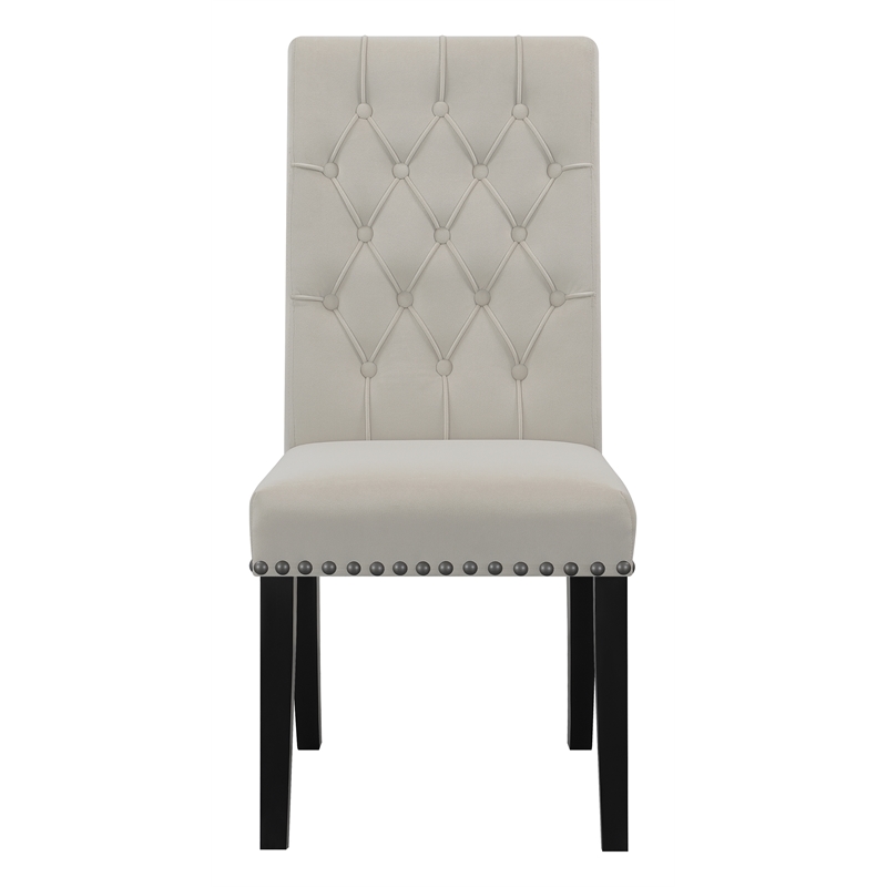 Pemberly Row Contemporary Upholstered Velvet Dining Chairs in Beige
