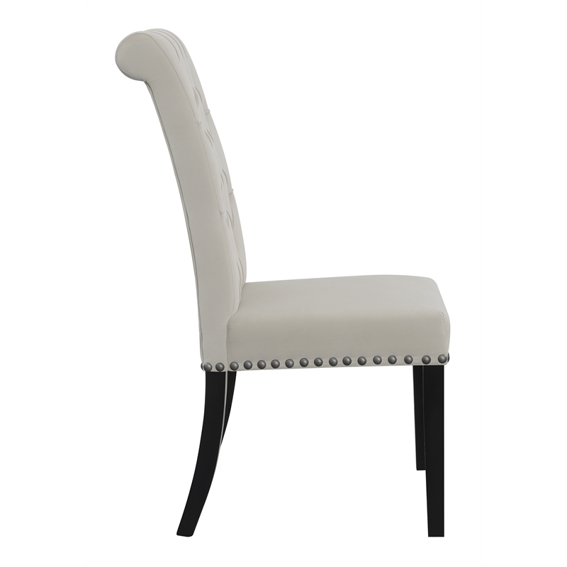 Pemberly Row Contemporary Upholstered Velvet Dining Chairs in Beige