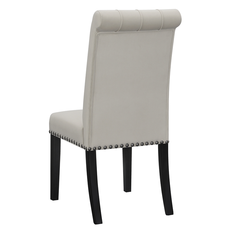Pemberly Row Contemporary Upholstered Velvet Dining Chairs in Beige