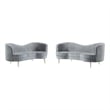 Pemberly Row 2-Piece Contemporary Velvet Camel Back Sofa Set in Gray