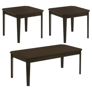 Pemberly Row 3-Piece Wood Occasional Coffee Table Set in Dark Brown
