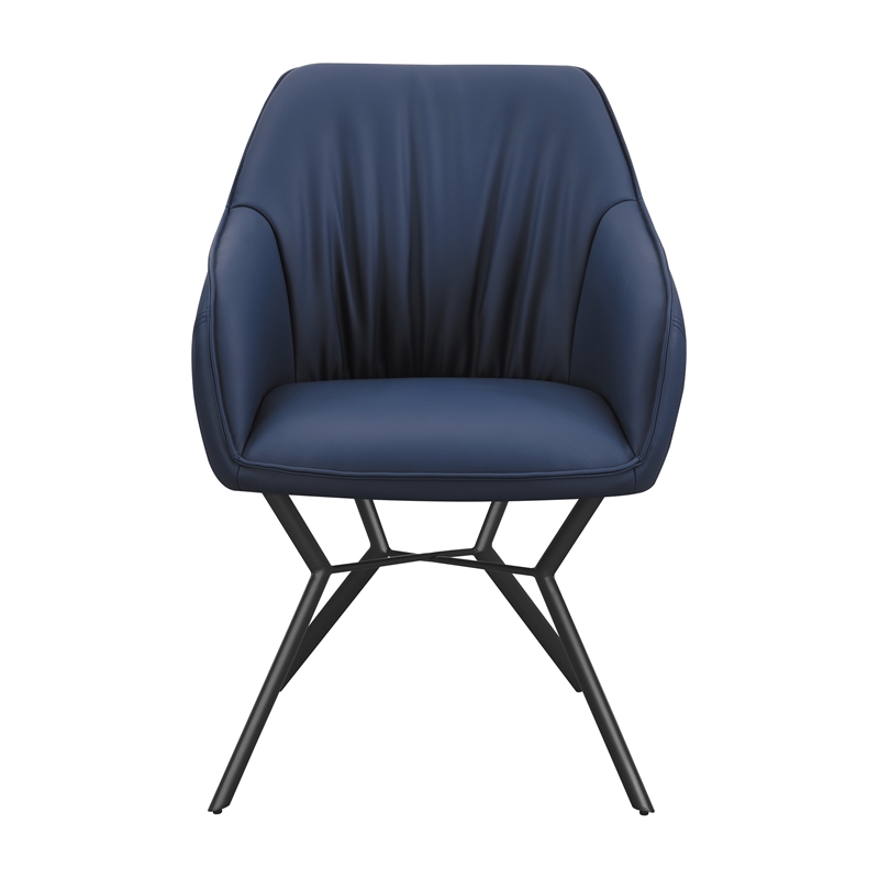 Pemberly Row Contemporary Upholstered Faux Leather Dining Chairs in Blue