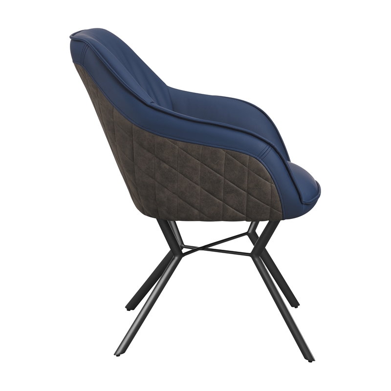 Pemberly Row Contemporary Upholstered Faux Leather Dining Chairs in Blue