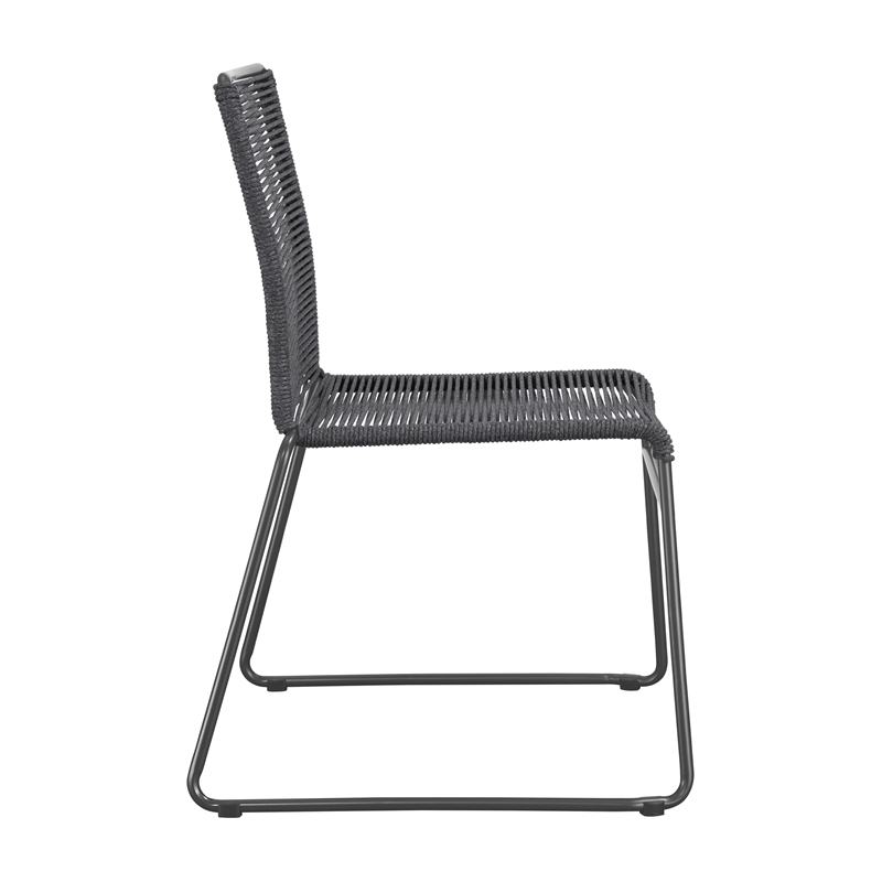 Pemberly Row Assembled Contemporary Metal Upholstered Dining Chairs in Charcoal